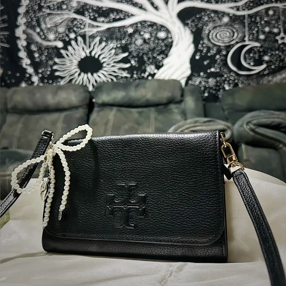 Vintage style Tory Burch small crossbody Bag Black Leather - Picture 7 of 17